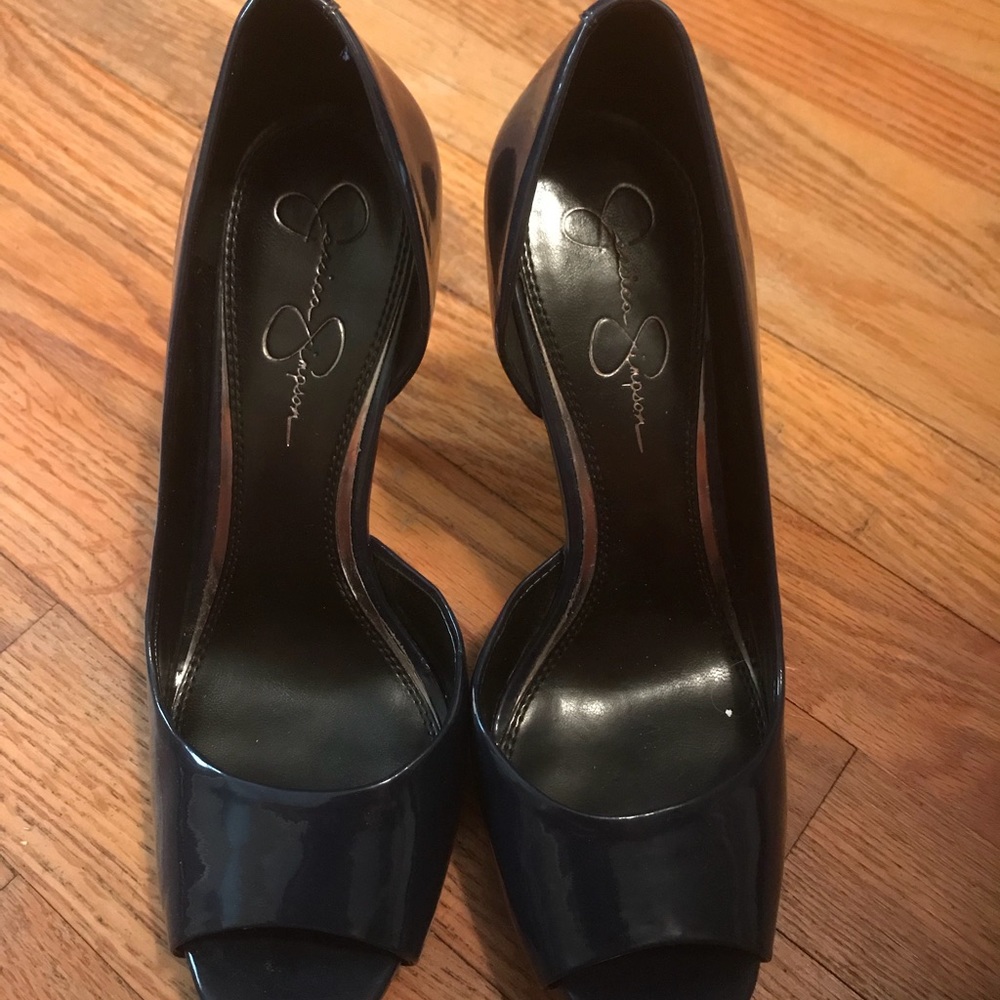Jessica Simpson Navy Patent Leather Peep Toe